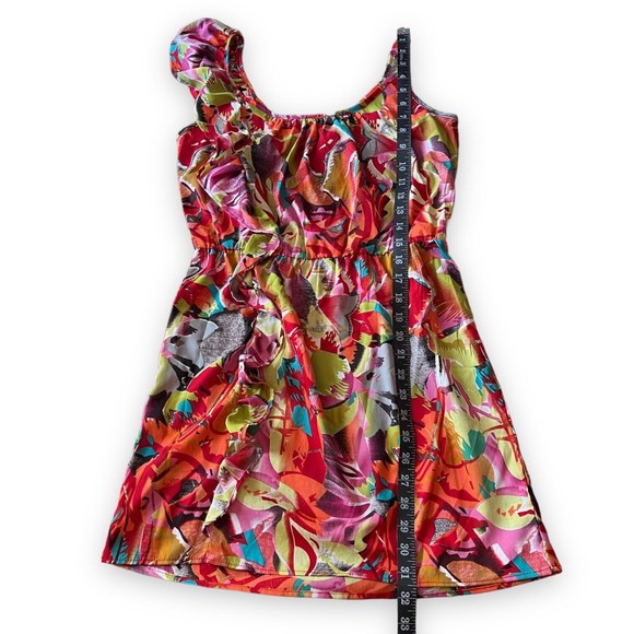 Envy Me Tropical Dress Ruffled on One Shoulder Sleeveless Size L Large Floral - Picture 10 of 12